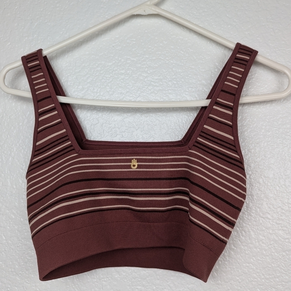 NWOT spiritual gangster striped burgundy sports bra - Picture 3 of 3